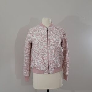 Victoria Beckham Light Pink Paisley Bomber Jacket